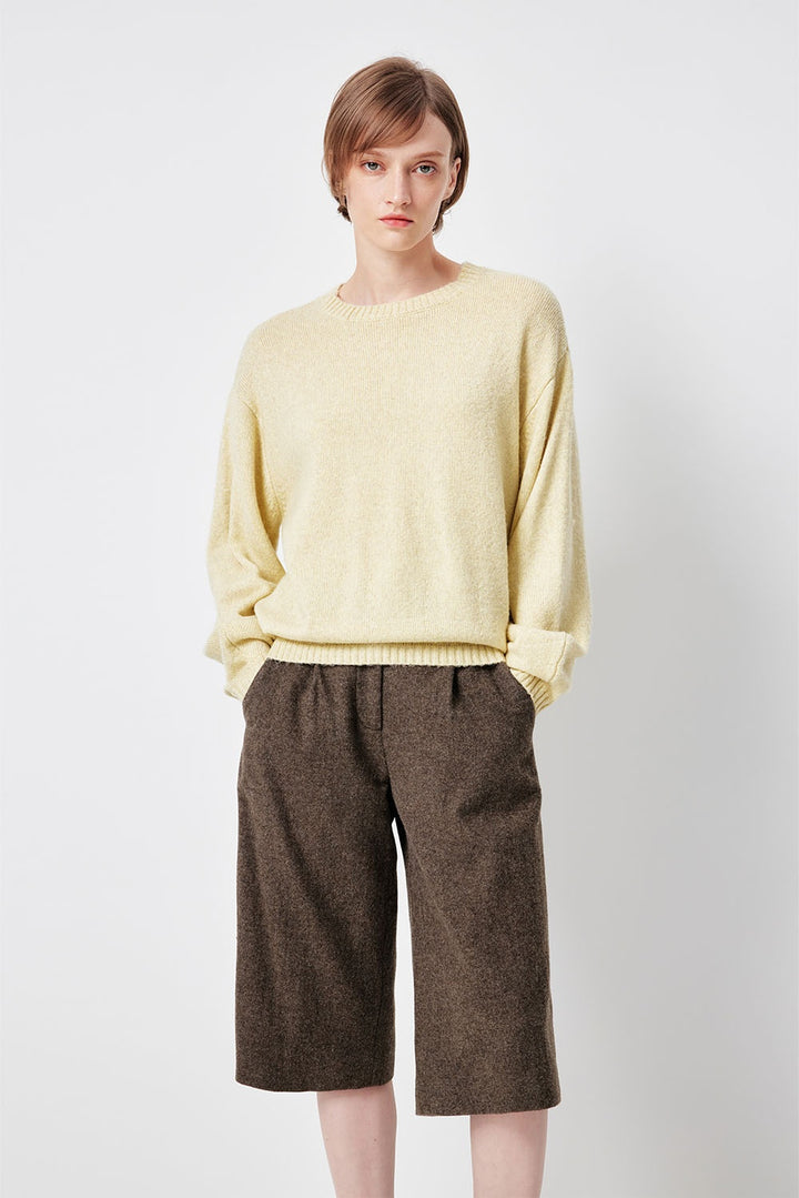 MARYLING Pale Mustard Serene Cloud-Soft Relaxed-Fit Knit Sweaters