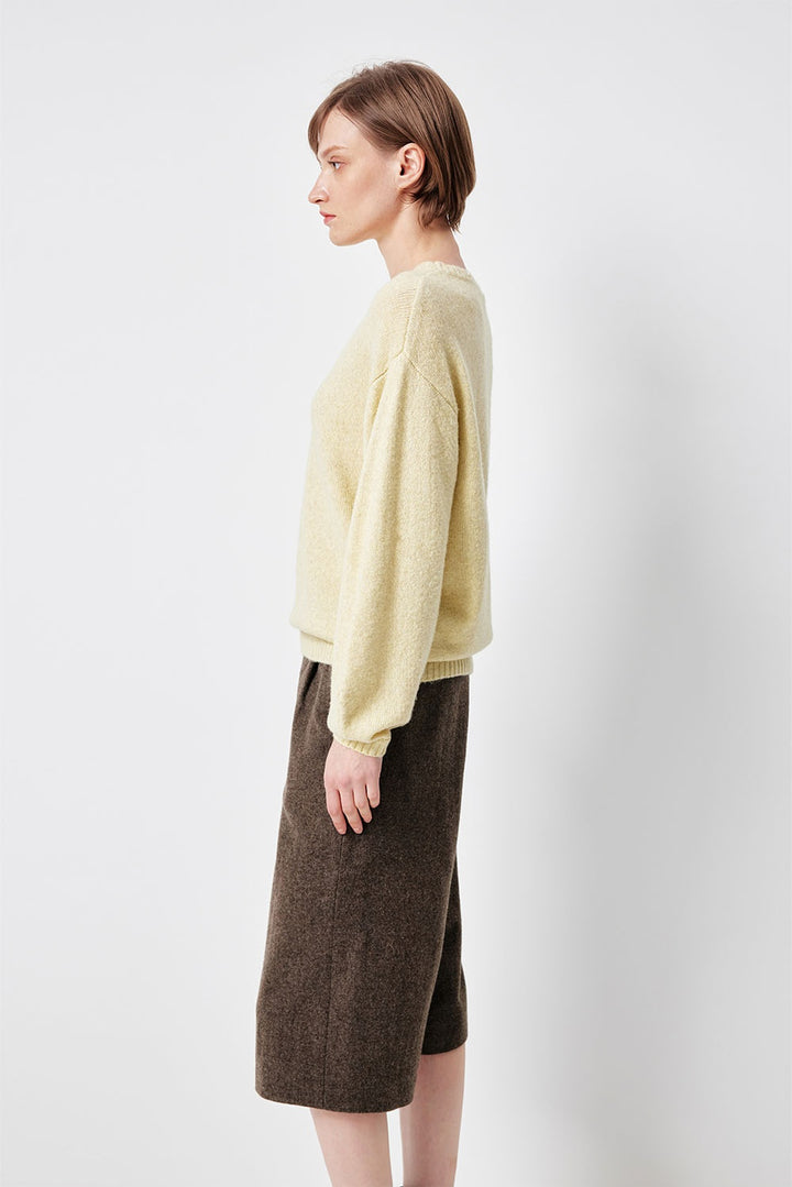 MARYLING Pale Mustard Serene Cloud-Soft Relaxed-Fit Knit Sweaters