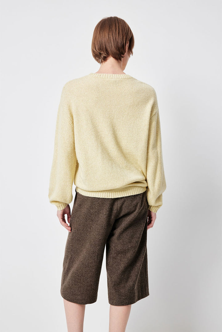 MARYLING Pale Mustard Serene Cloud-Soft Relaxed-Fit Knit Sweaters