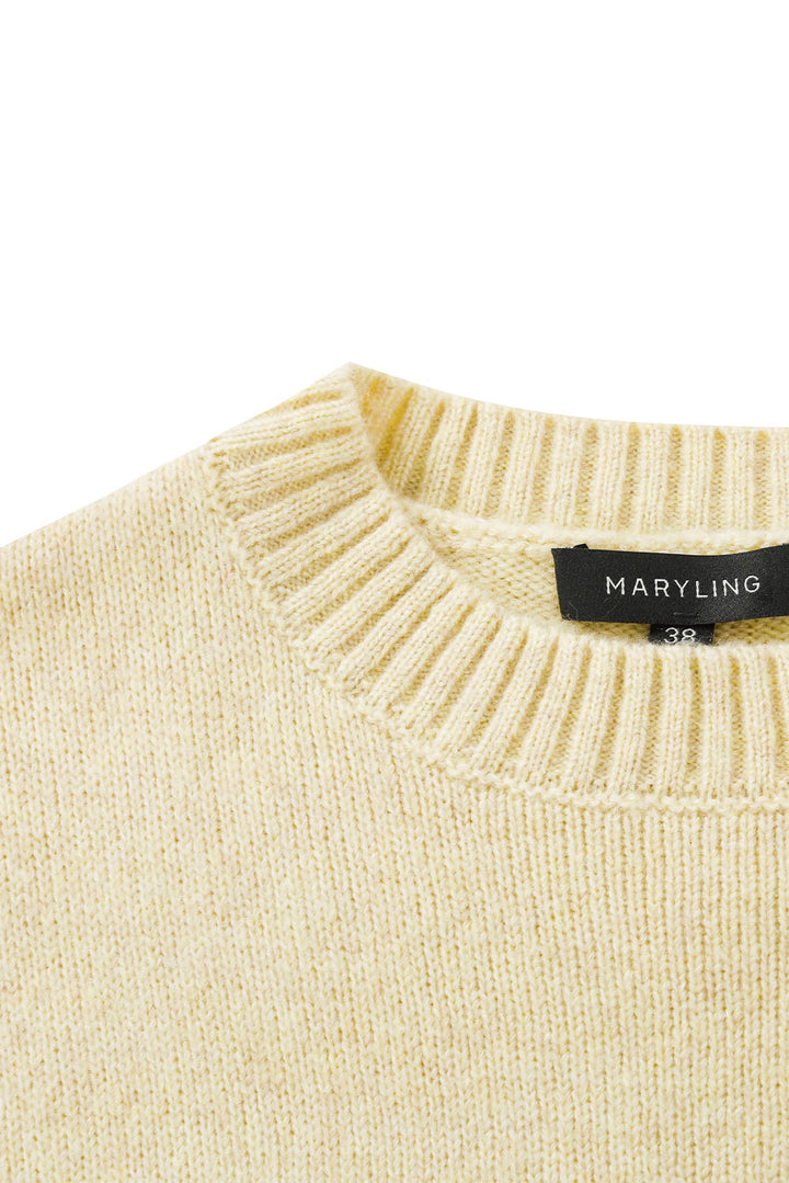 MARYLING Pale Mustard Serene Cloud-Soft Relaxed-Fit Knit Sweaters