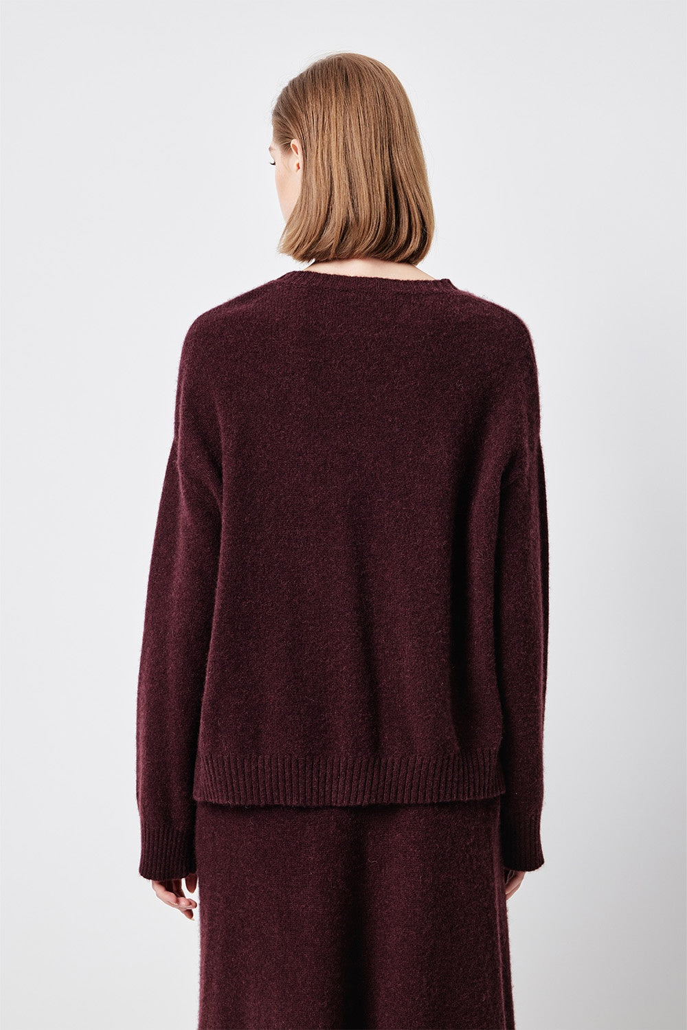 MARYLING Cherry Wine Softly Draped Relaxed-Fit Knit Sweaters
