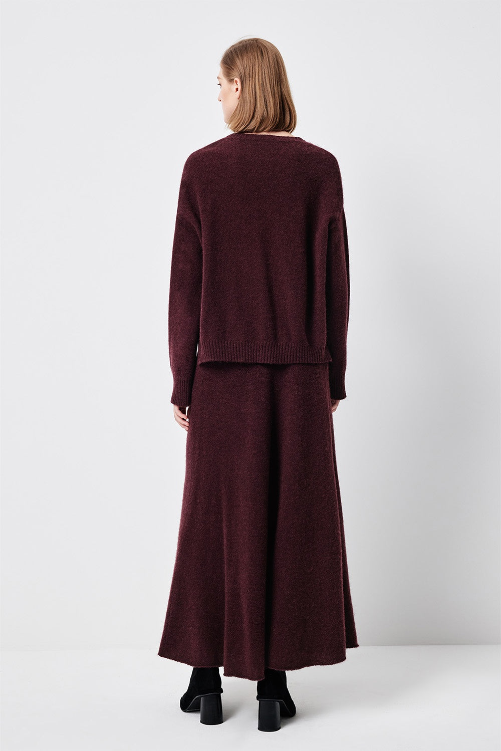 MARYLING Cherry Wine Softly Draped Relaxed-Fit Knit Sweaters