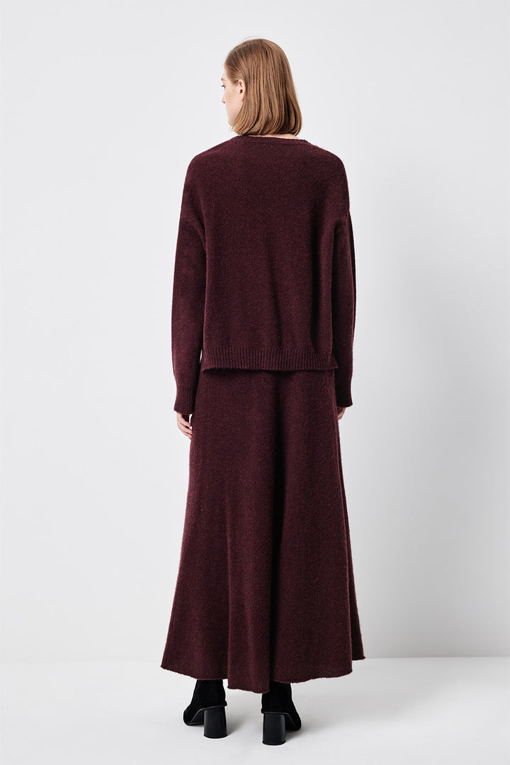 MARYLING Cherry Wine Softly Draped Relaxed-Fit Knit Sweaters