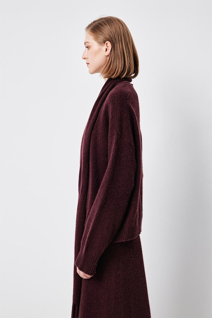 MARYLING Cherry Wine Softly Draped Relaxed-Fit Knit Sweaters