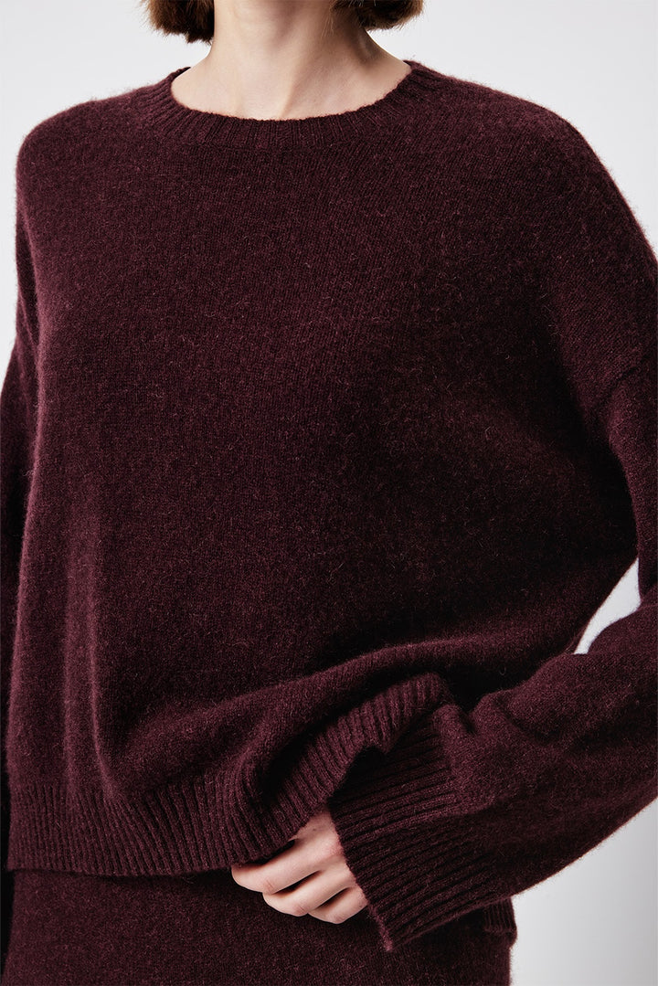 MARYLING Cherry Wine Softly Draped Relaxed-Fit Knit Sweaters