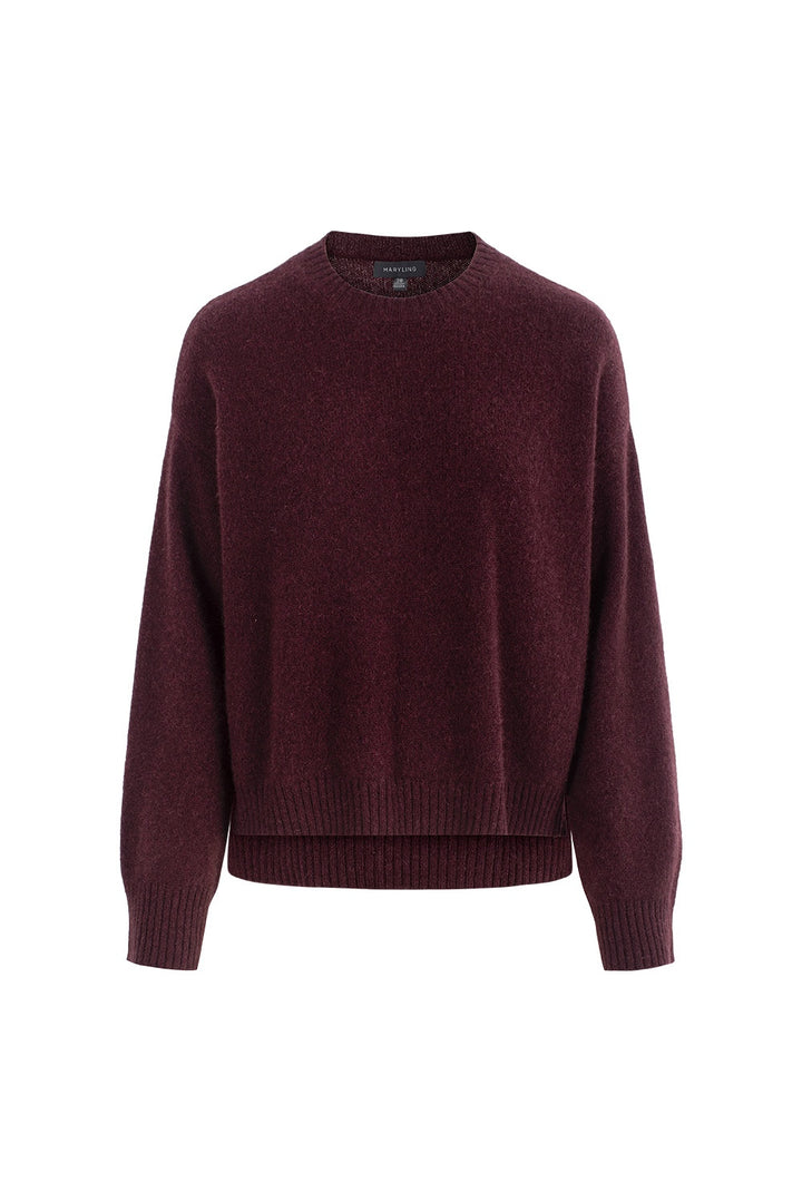 MARYLING Cherry Wine Softly Draped Relaxed-Fit Knit Sweaters