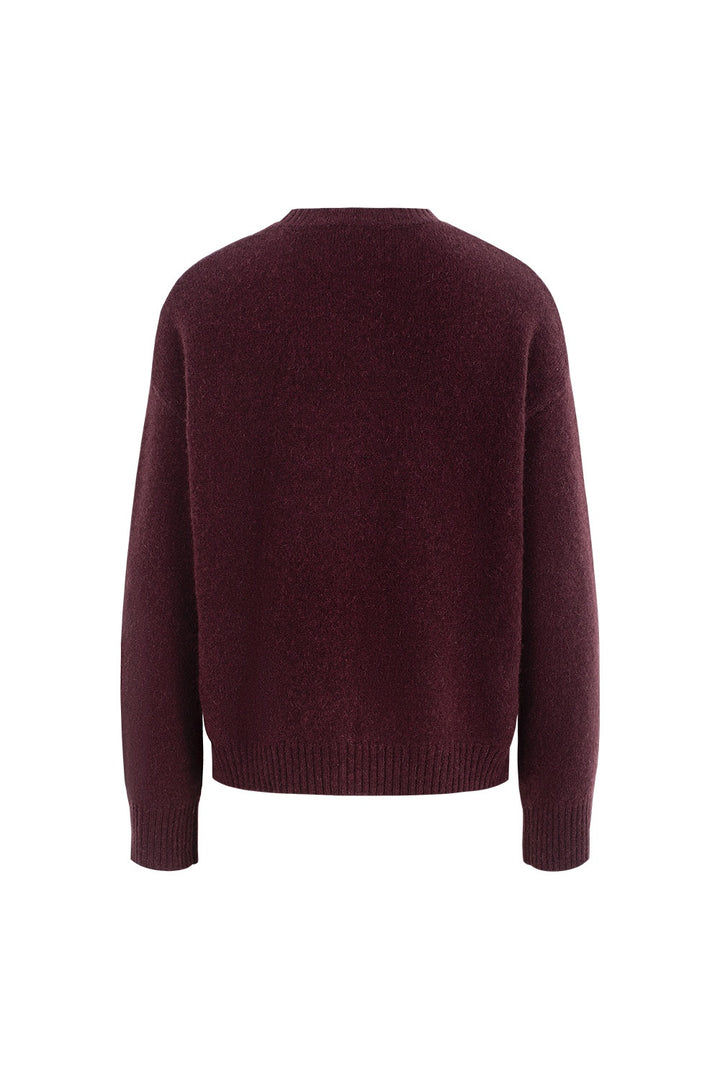 MARYLING Cherry Wine Softly Draped Relaxed-Fit Knit Sweaters