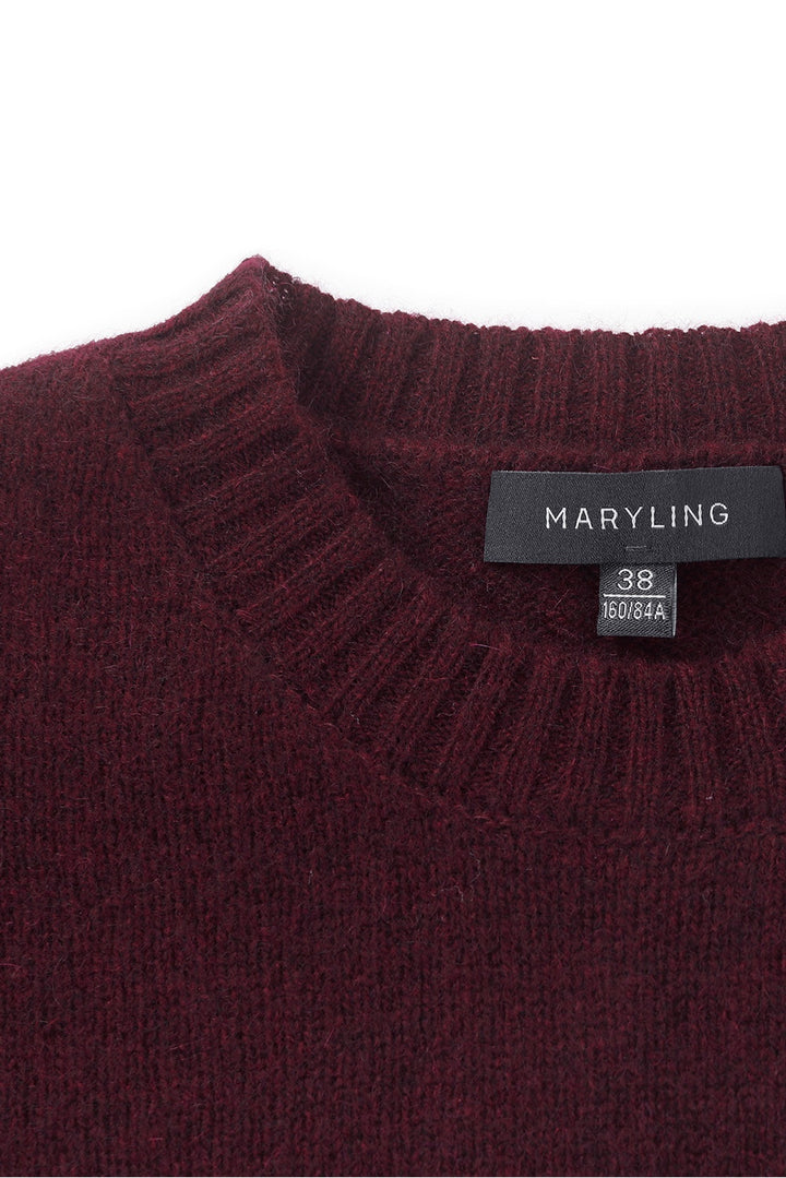 MARYLING Cherry Wine Softly Draped Relaxed-Fit Knit Sweaters