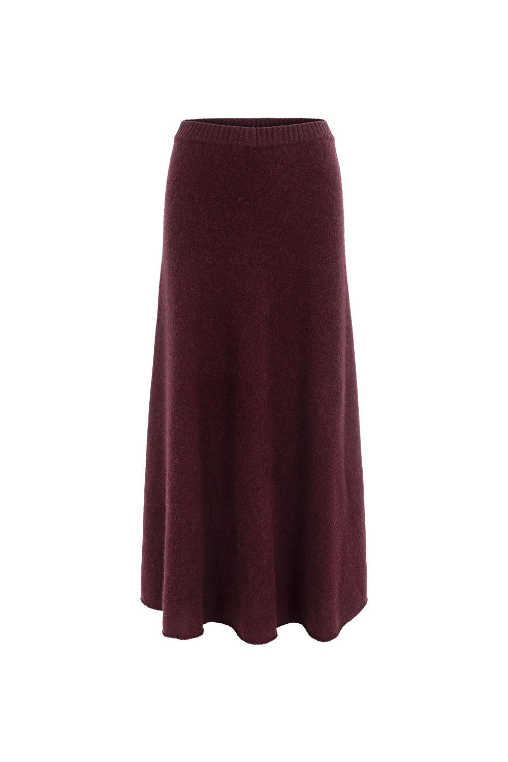 MARYLING Cherry Wine Softly Draped A-Line Knit Midi Skirts