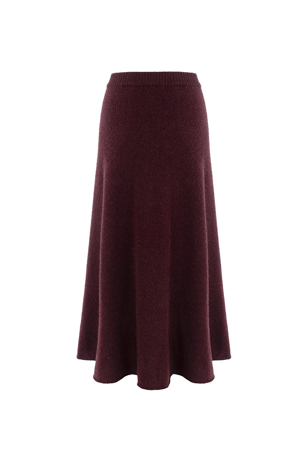 MARYLING Cherry Wine Softly Draped A-Line Knit Midi Skirts