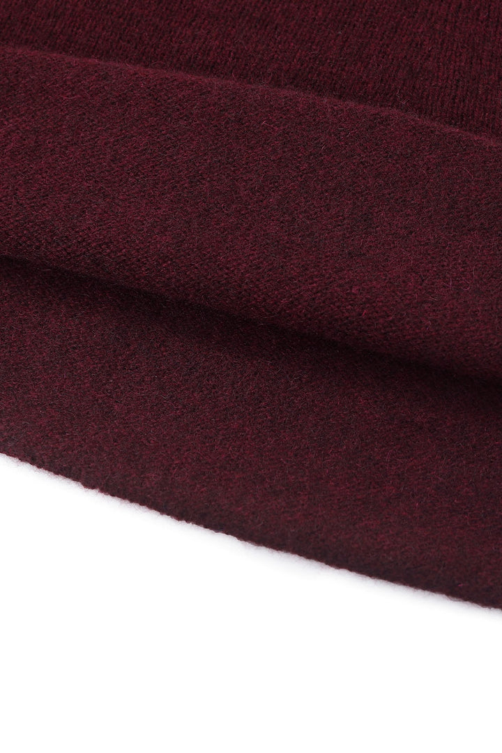 MARYLING Cherry Wine Softly Draped A-Line Knit Midi Skirts