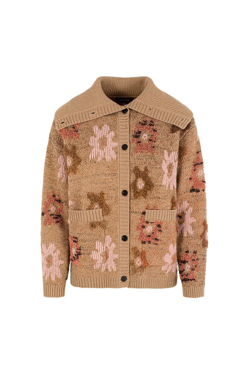MARYLING Pink Mocha Camellia Blossom Softly Structured Open-Front Knit Cardigans