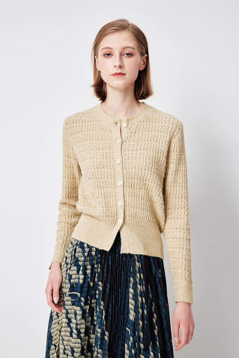 MARYLING Creamy Yellow Textured Knit Cardigans