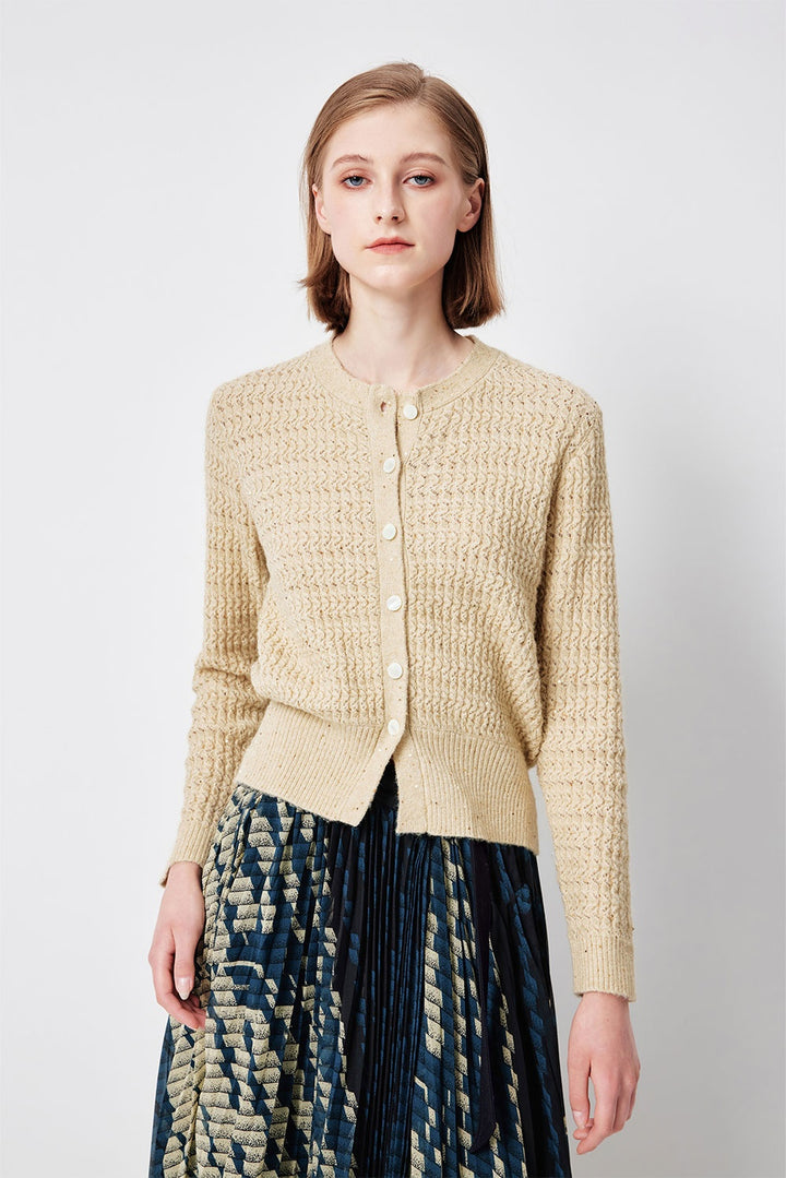 MARYLING Creamy Yellow Textured Knit Cardigans