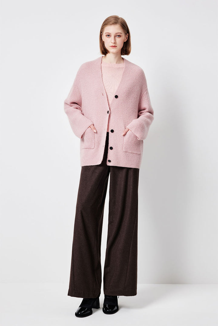 MARYLING Blush Grey Soft Cloud Open-Front Relaxed Cardigans