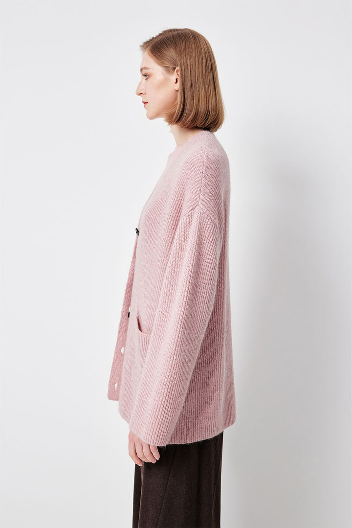 MARYLING Blush Grey Soft Cloud Open-Front Relaxed Cardigans