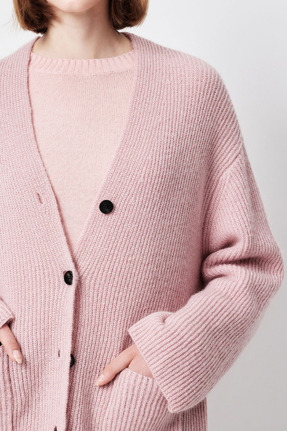 MARYLING Blush Grey Soft Cloud Open-Front Relaxed Cardigans