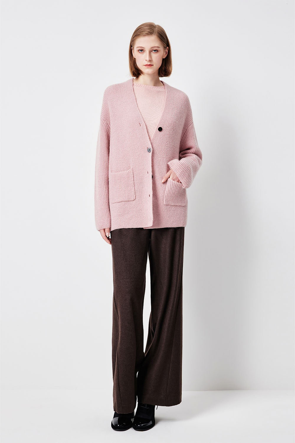 MARYLING Blush Grey Soft Cloud Open-Front Relaxed Cardigans