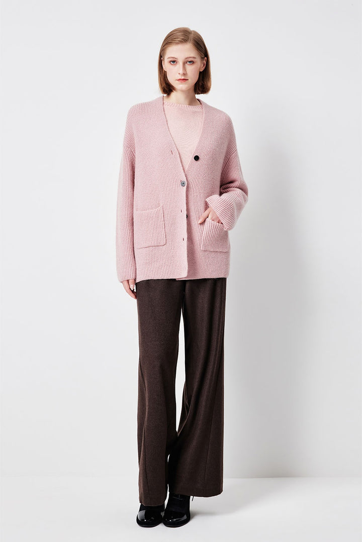 MARYLING Blush Grey Soft Cloud Open-Front Relaxed Cardigans
