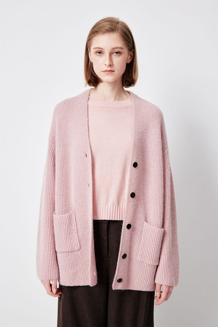 MARYLING Blush Grey Soft Cloud Open-Front Relaxed Cardigans