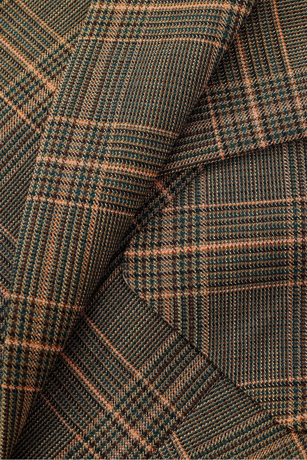 MARYLING Green-Pink Check Sculpted Waist Double-Breasted Tailored Blazers