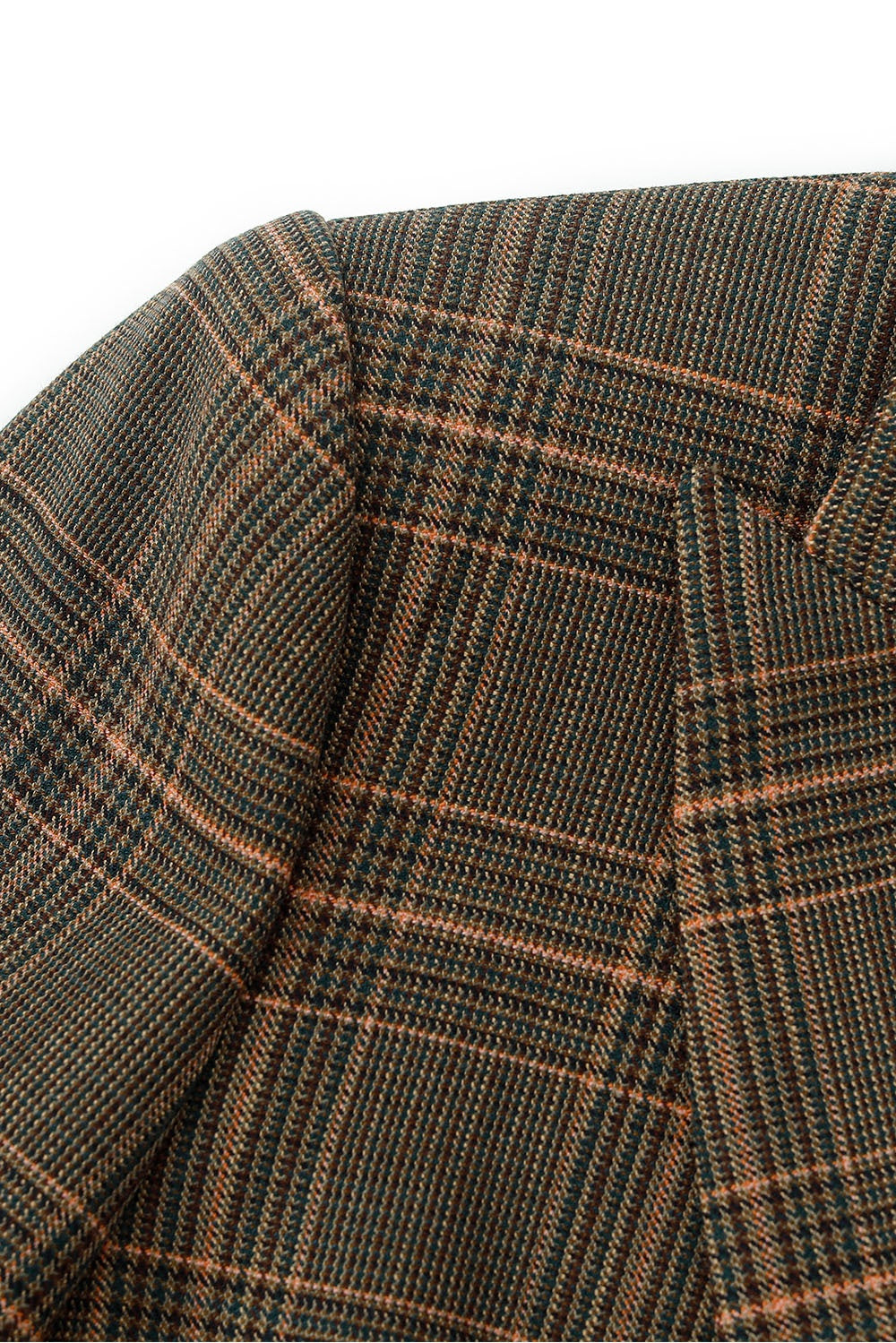 MARYLING Green-Pink Check Sculpted Waist Double-Breasted Tailored Blazers