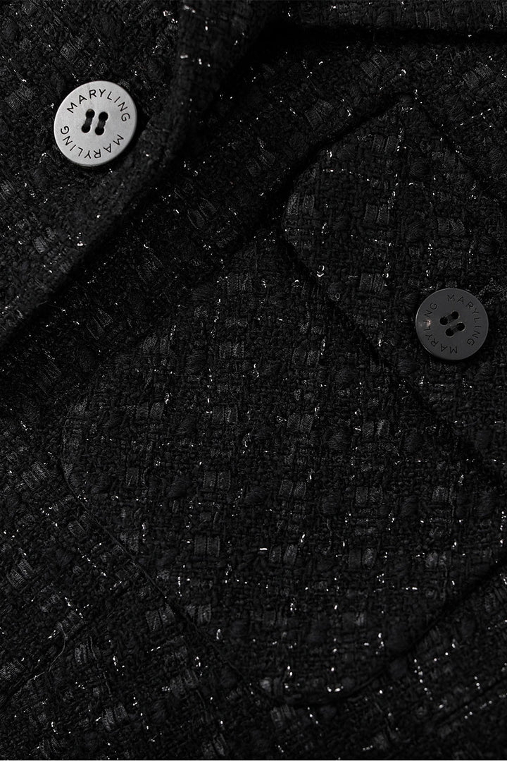 MARYLING Midnight Noir Sculpted Waist Double-Breasted Tailored Blazers
