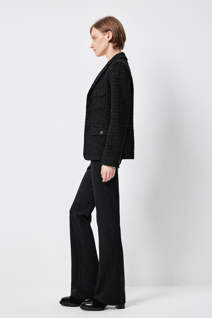 MARYLING Midnight Noir Sculpted Waist Double-Breasted Tailored Blazers