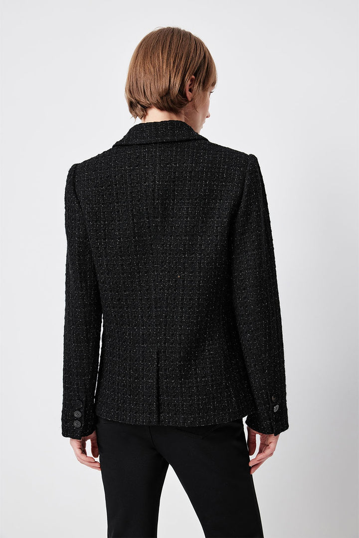 MARYLING Midnight Noir Sculpted Waist Double-Breasted Tailored Blazers