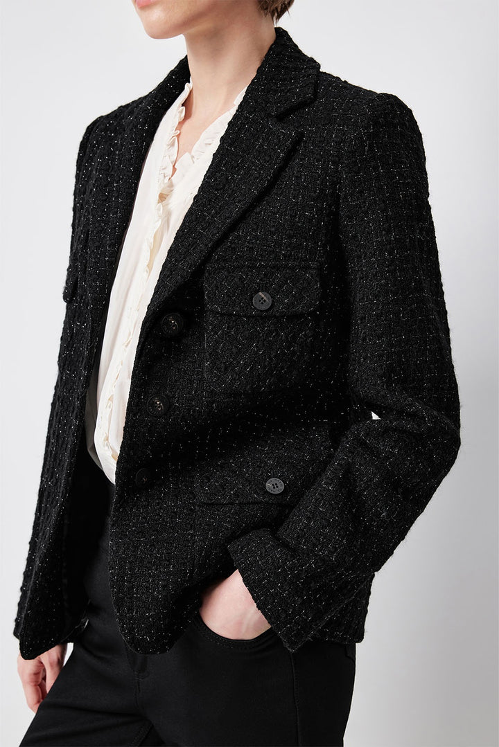 MARYLING Midnight Noir Sculpted Waist Double-Breasted Tailored Blazers