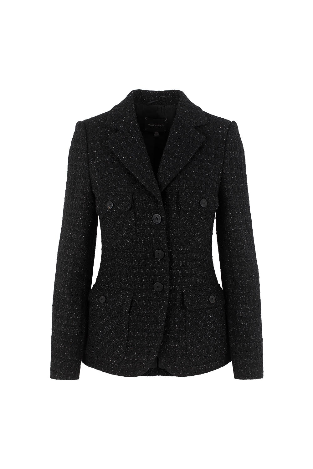 MARYLING Midnight Noir Sculpted Waist Double-Breasted Tailored Blazers