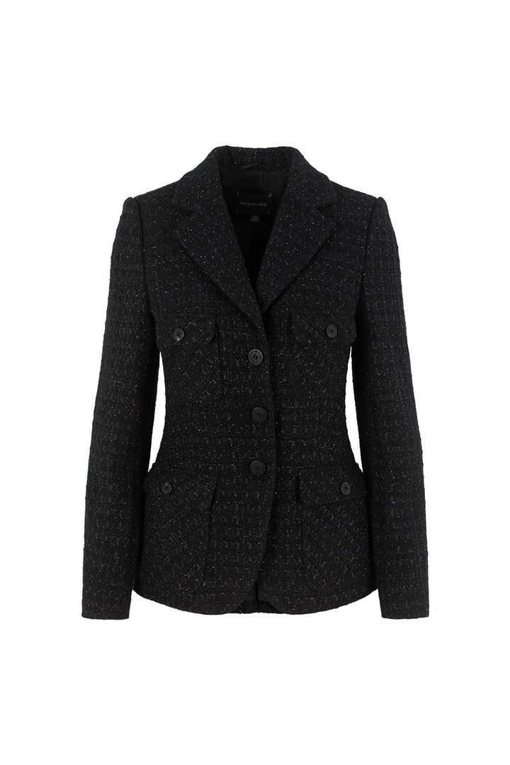 MARYLING Midnight Noir Sculpted Waist Double-Breasted Tailored Blazers