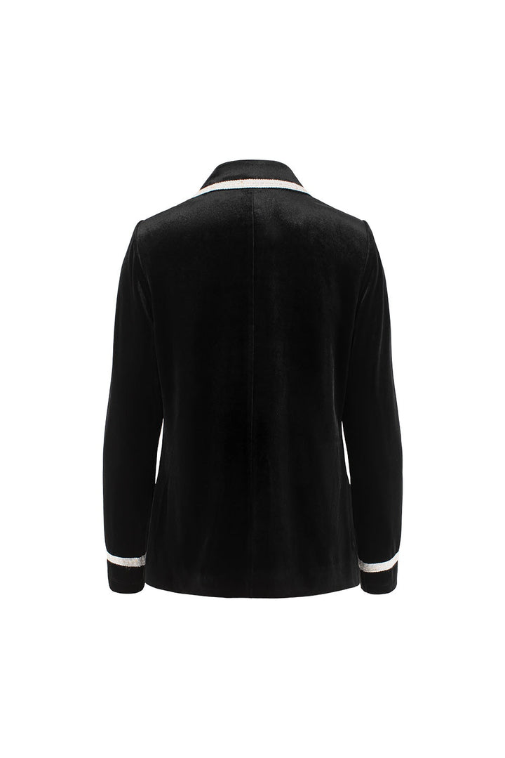 MARYLING Midnight Noir Contrast-Trim Sculpted Waist Tailored Jackets