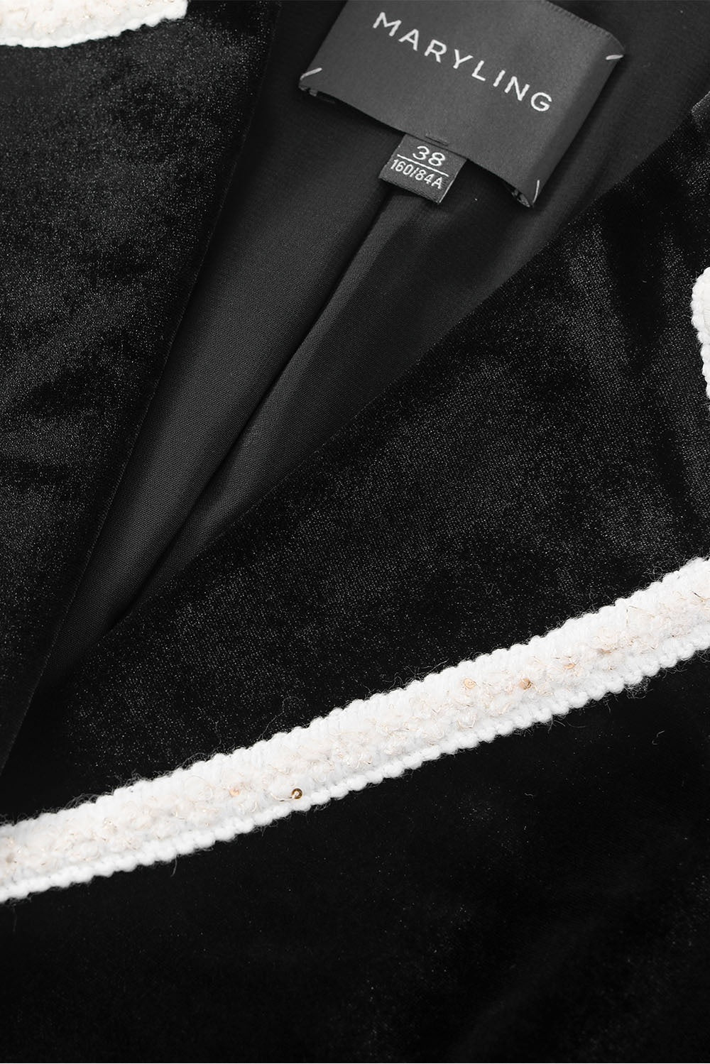 MARYLING Midnight Noir Contrast-Trim Sculpted Waist Tailored Jackets