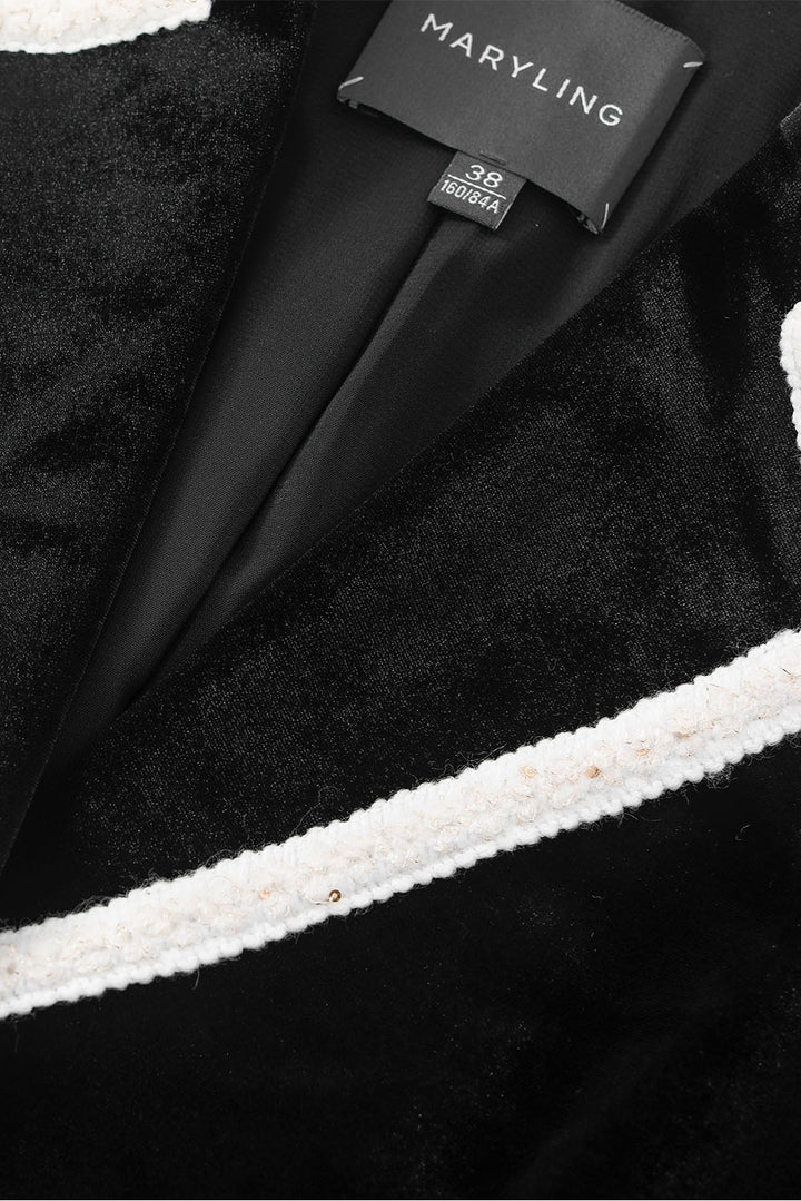 MARYLING Midnight Noir Contrast-Trim Sculpted Waist Tailored Jackets