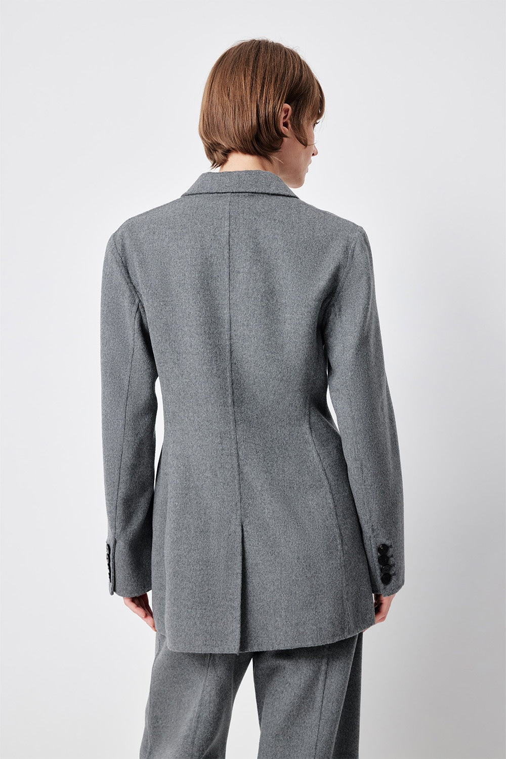 MARYLING Timeless Grey Double-Breasted Sculpted Waist Tailored Blazers