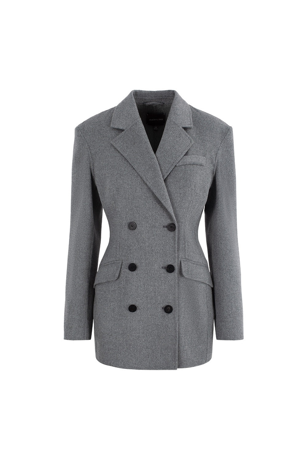 MARYLING Timeless Grey Double-Breasted Sculpted Waist Tailored Blazers