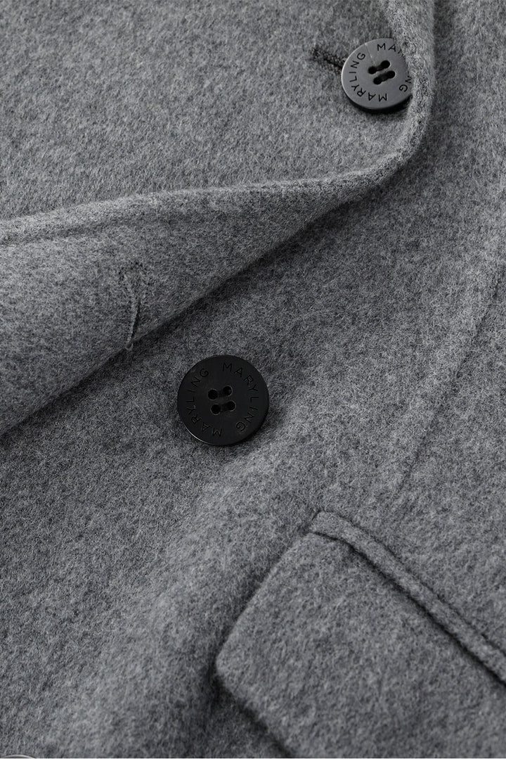 MARYLING Timeless Grey Double-Breasted Sculpted Waist Tailored Blazers
