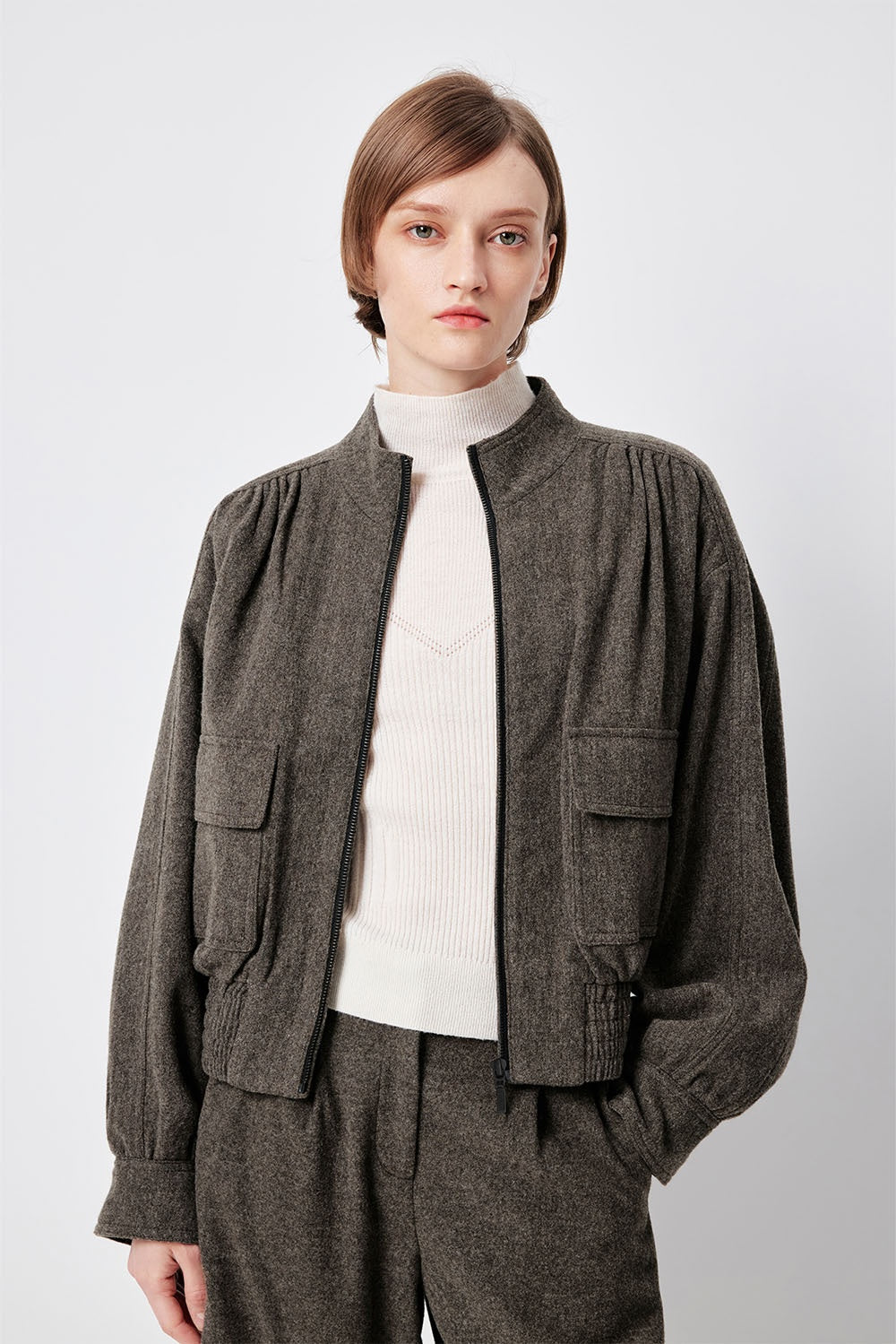 MARYLING Oakwood Green Sculpted Silhouette Long-Sleeve Tailored Jackets