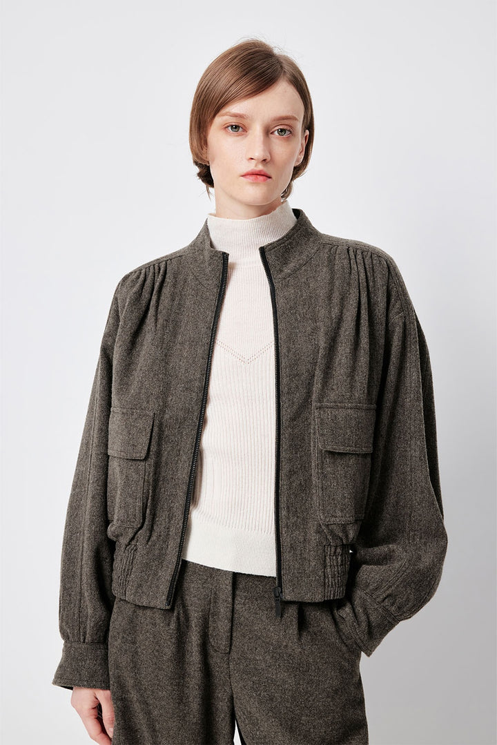 MARYLING Oakwood Green Sculpted Silhouette Long-Sleeve Tailored Jackets