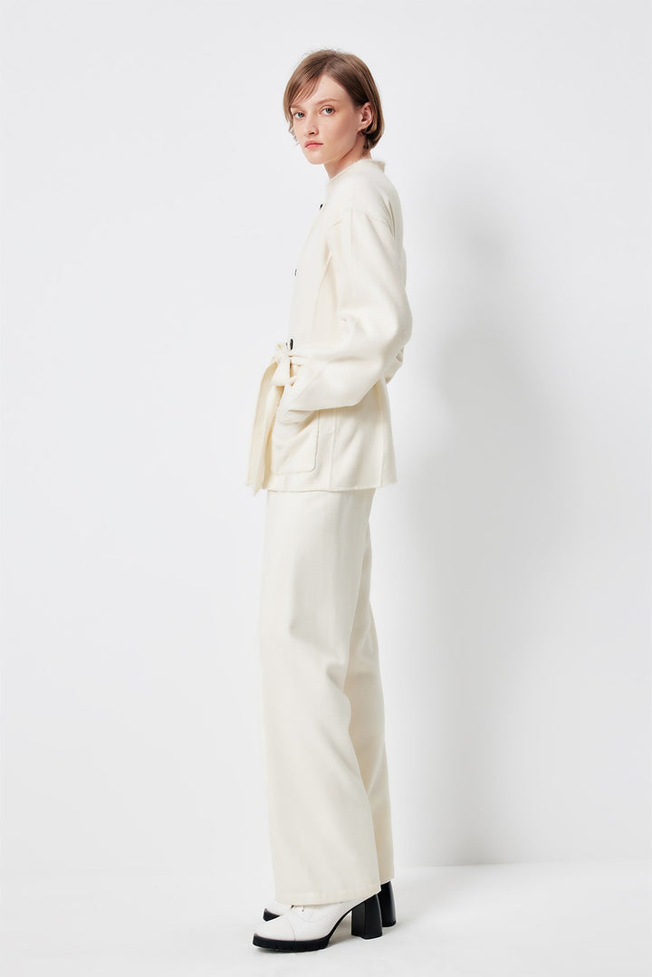 MARYLING Ivory Double-Breasted Sculpted Short Coats
