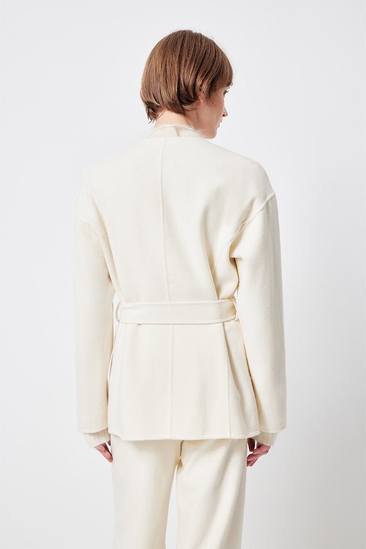 MARYLING Ivory Double-Breasted Sculpted Short Coats