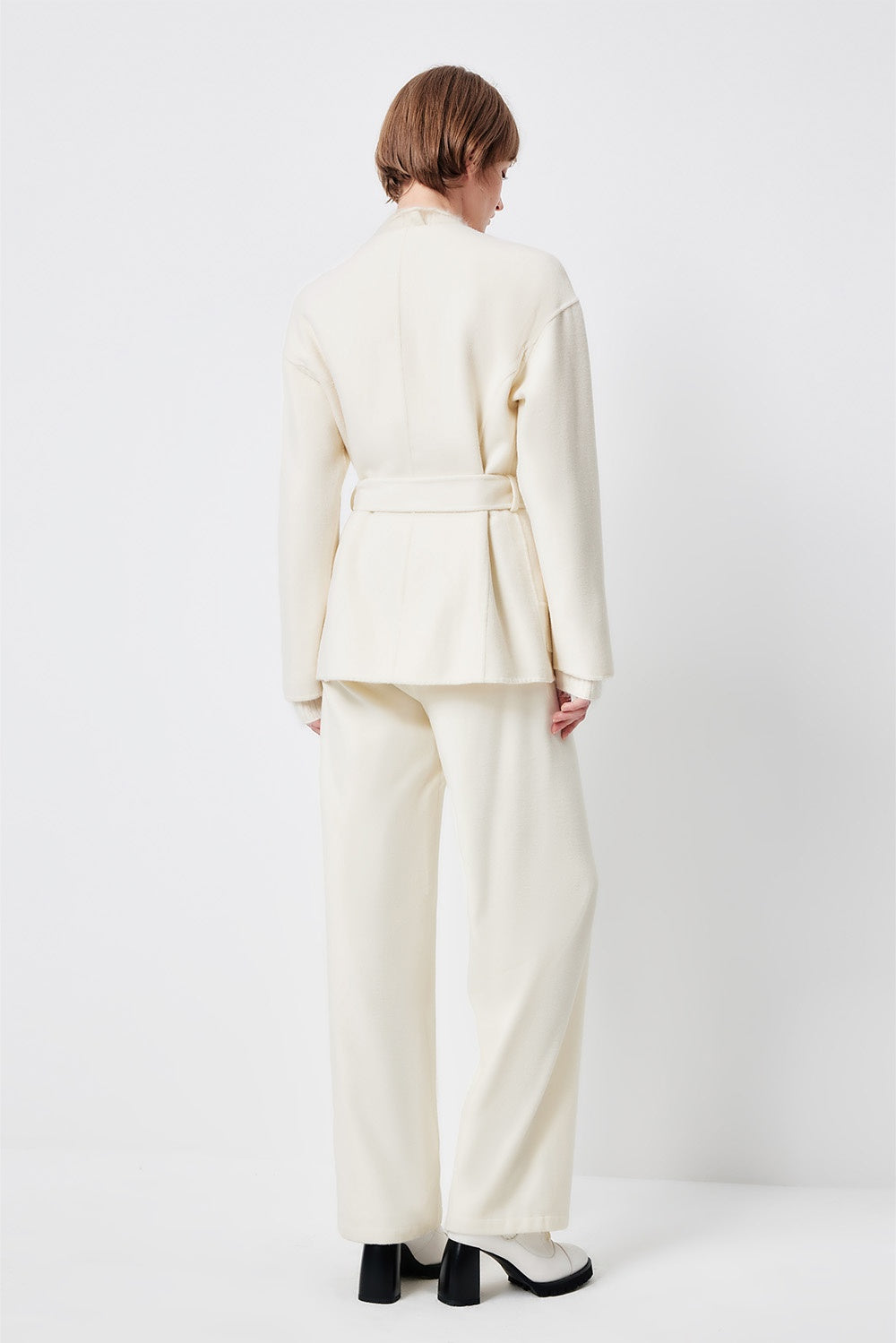MARYLING Ivory Double-Breasted Sculpted Short Coats