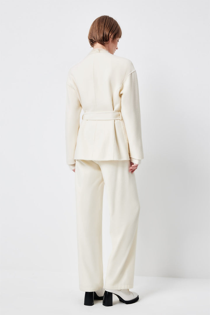 MARYLING Ivory Double-Breasted Sculpted Short Coats