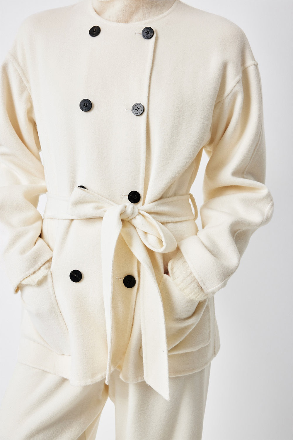 MARYLING Ivory Double-Breasted Sculpted Short Coats