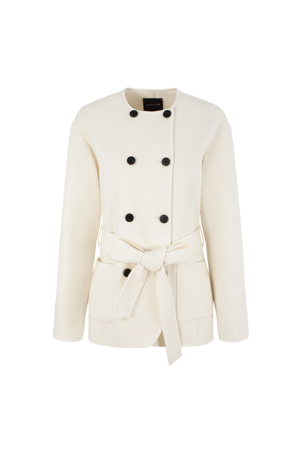 MARYLING Ivory Double-Breasted Sculpted Short Coats