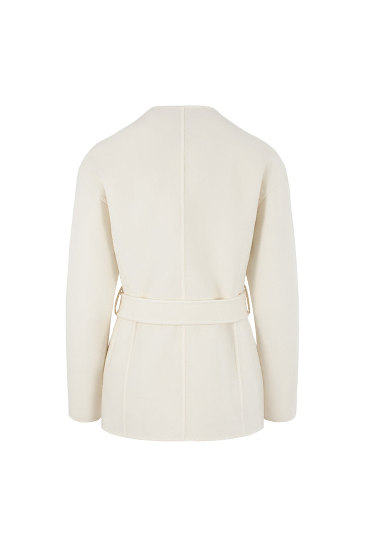 MARYLING Ivory Double-Breasted Sculpted Short Coats