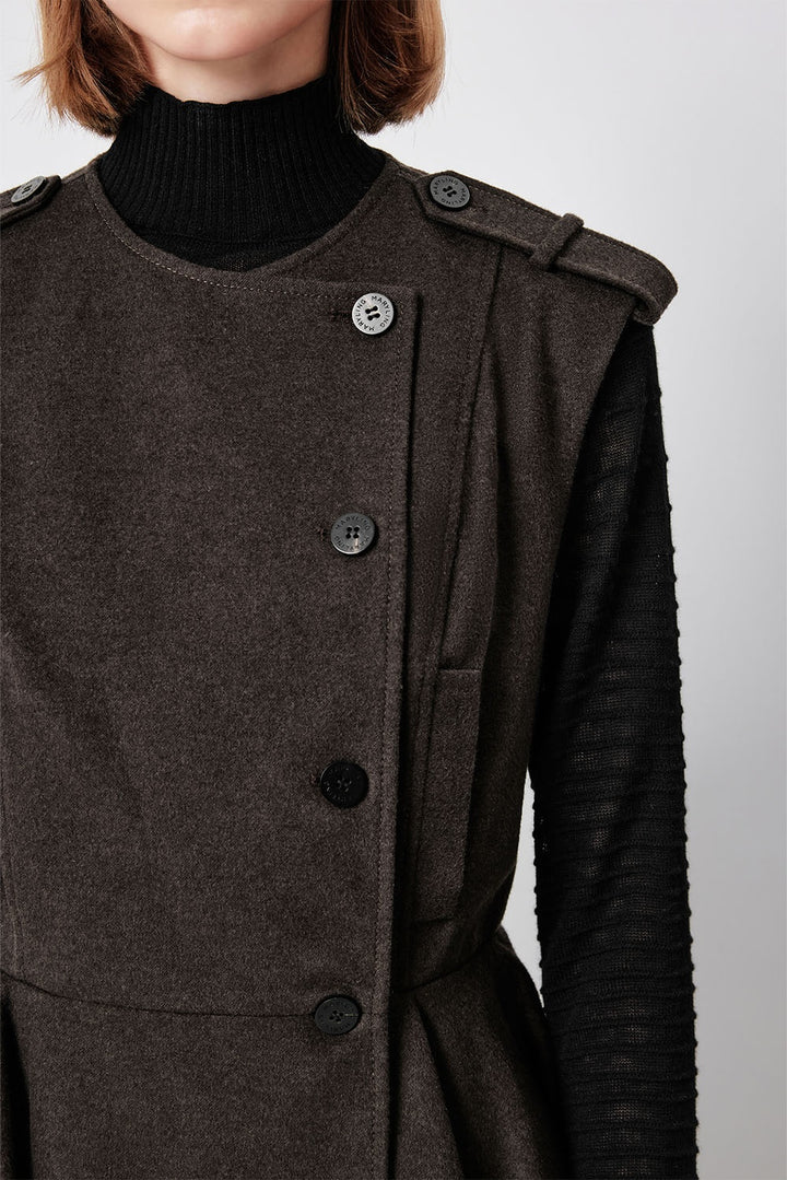 MARYLING Dark Chocolate Noir Sculpted Waist-Defined Tailored Jackets