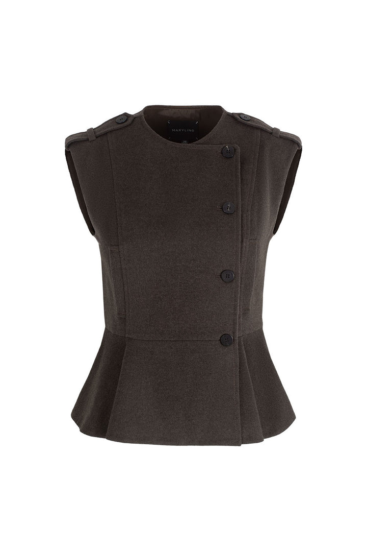 MARYLING Dark Chocolate Noir Sculpted Waist-Defined Tailored Jackets