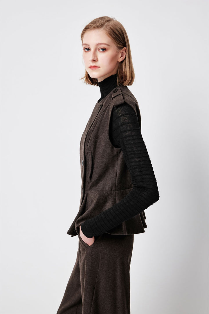 MARYLING Dark Chocolate Noir Sculpted Waist-Defined Tailored Jackets